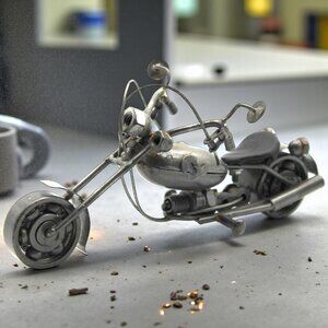 Vintage Handmade Metal Chopper Motorcycle Model Decor